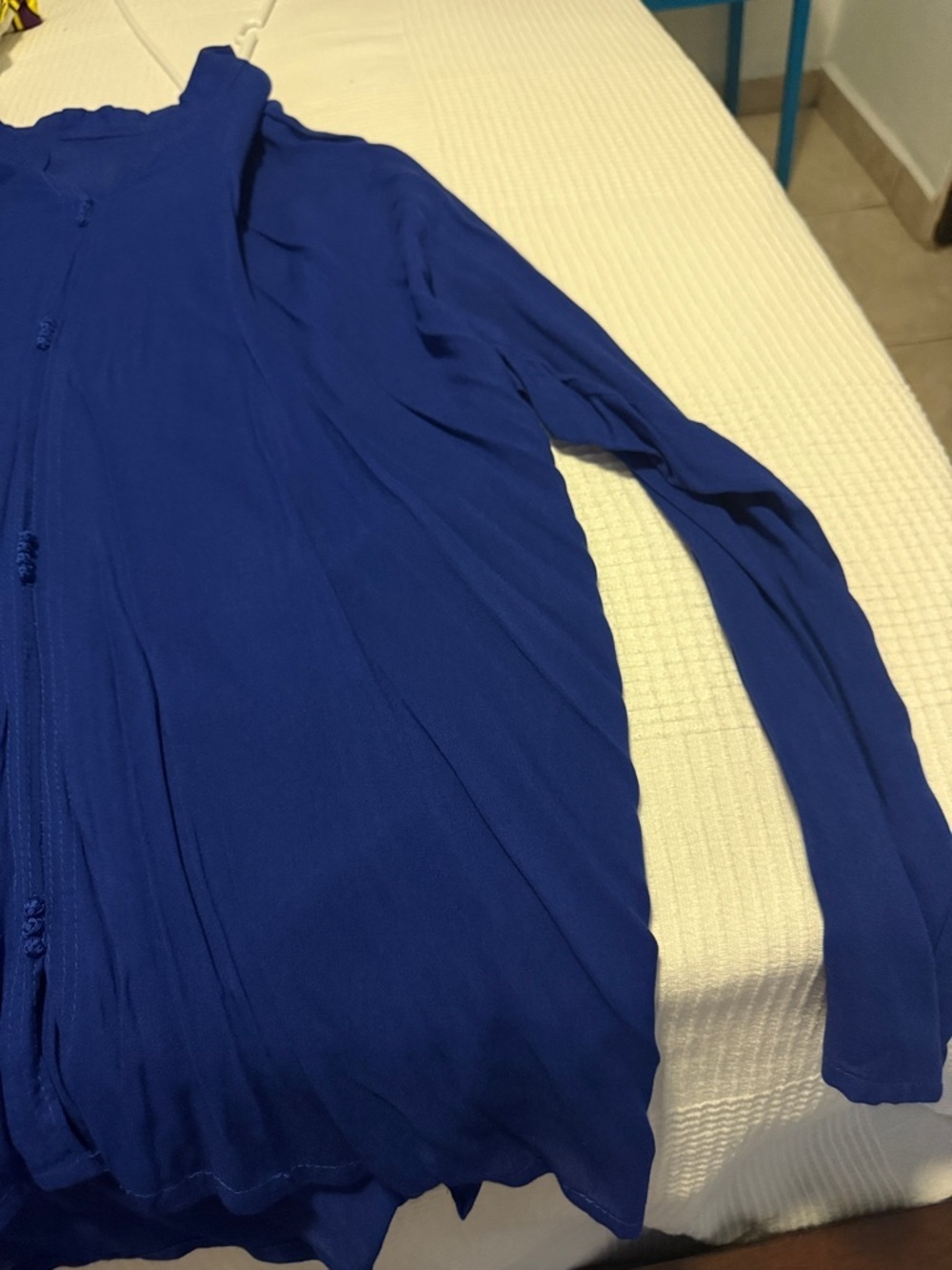Navy Pleated Button-Front Blouse from marruecos - Picture 7 of 8